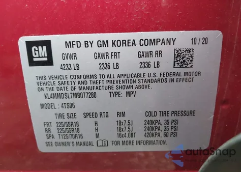 2021 Buick Encore Gx Fwd Select z USA, uszkodzony, nr VIN KL4MMDSL7MB077280